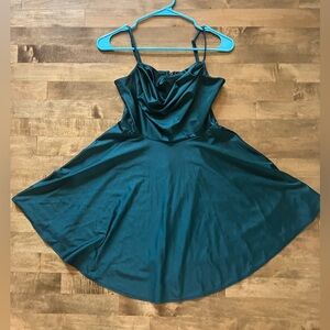 Green satin dress